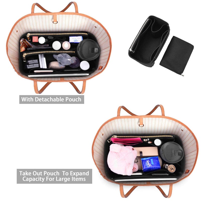 ZTUJO Purse Organizer, Felt Bag Organizer Purse Organizer Insert For Speedy, Neverfull, Graceful, Neverfull,Tote, Handbag,Shaper (X-Large, Black) - Image 4